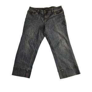 Apt 9 Womens Blue Denim Straight Leg Studded accents Capri Cropped Jeans Size 10